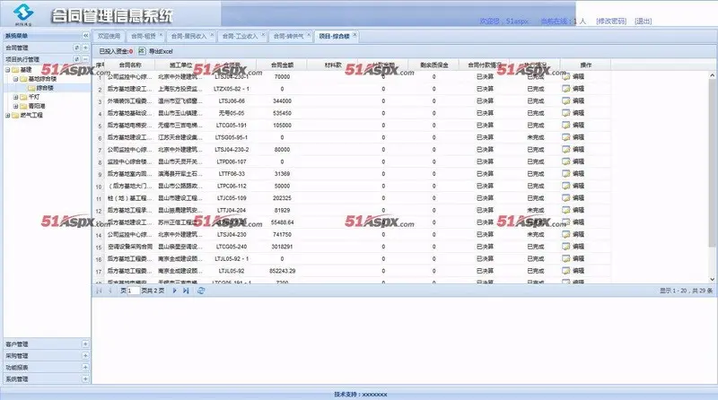 XRR合同信息管理系统源码asp.net企业办公信息网站源码C#合同采购报表管理系统源码 