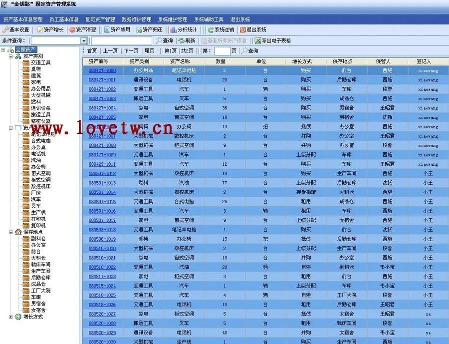 C#源码 固定资产管理系统（CS架构） VS2008+sql2005 