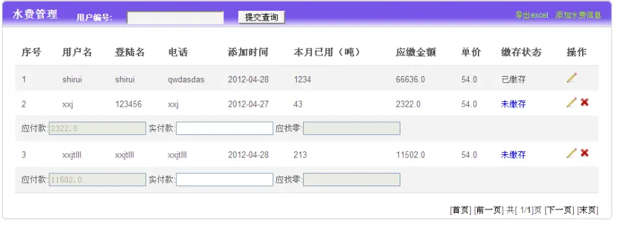 Java水电缴费系统源码