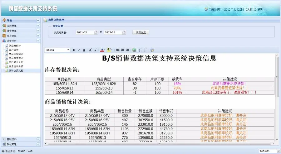 Java销售数据决策管理系统源码