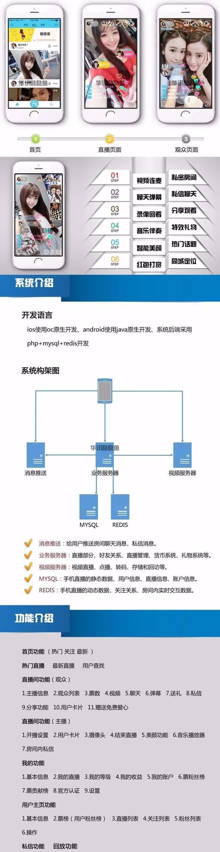 手机APP直播系统源码 手机视频直播APP系统 APP直播源码 仿映客花椒类型直播