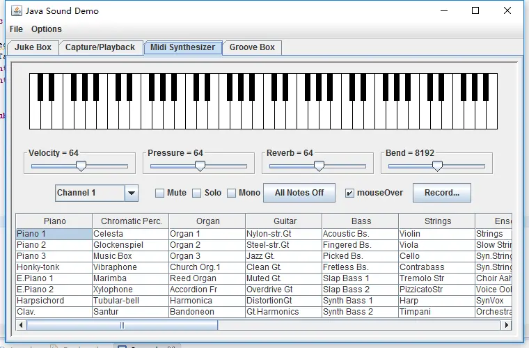 java swing实现播放录音钢琴音符源码