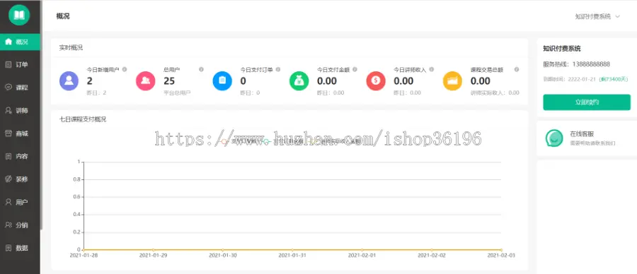 知识在线付费系统/课程学习培训学习/视频在线教学直播