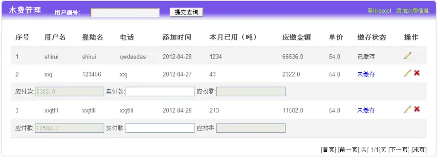 Java水电缴费系统源码