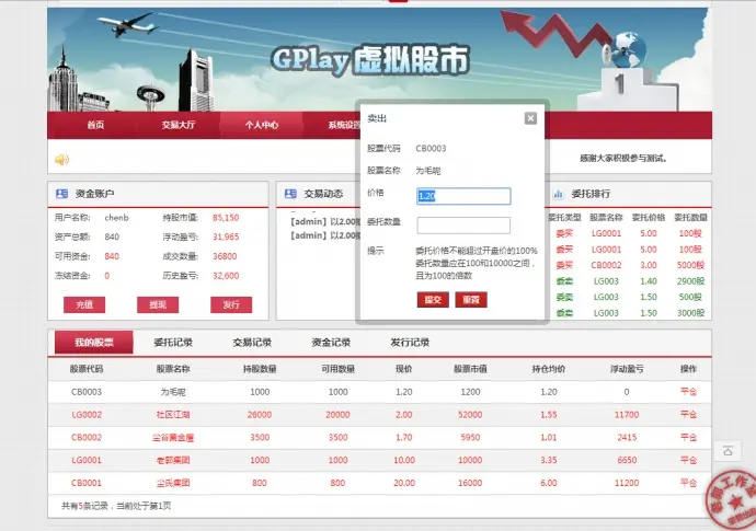 Discuz!插件GPlay虚拟股市Ⅱ V1.0.1 