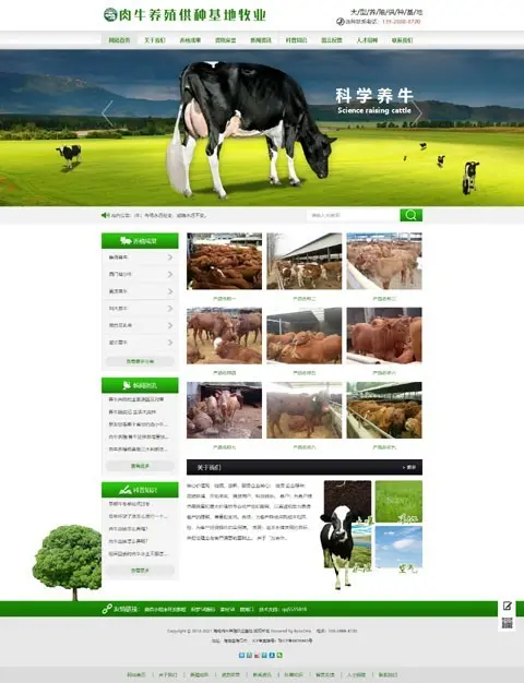 【A00035】【PHP--海南肉牛养殖供种基地牧业--易优cms-v1.5.5企业站--绿色风格--宽屏-