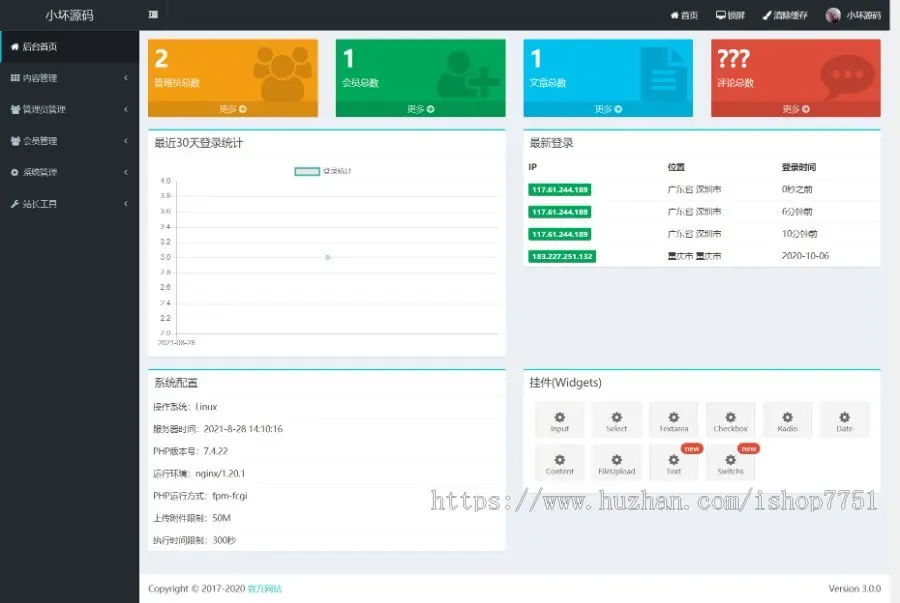 Thinkphp6通用网站后台权限管理系统源码/支持内容管理/文章管理/用户管理/权限管理