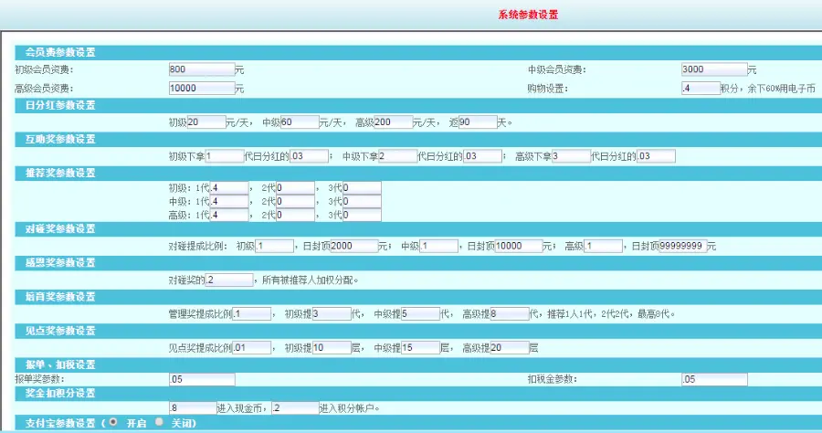 直销直销计划/静态分红/推荐奖/见点奖/报单奖/对碰奖/商务中心