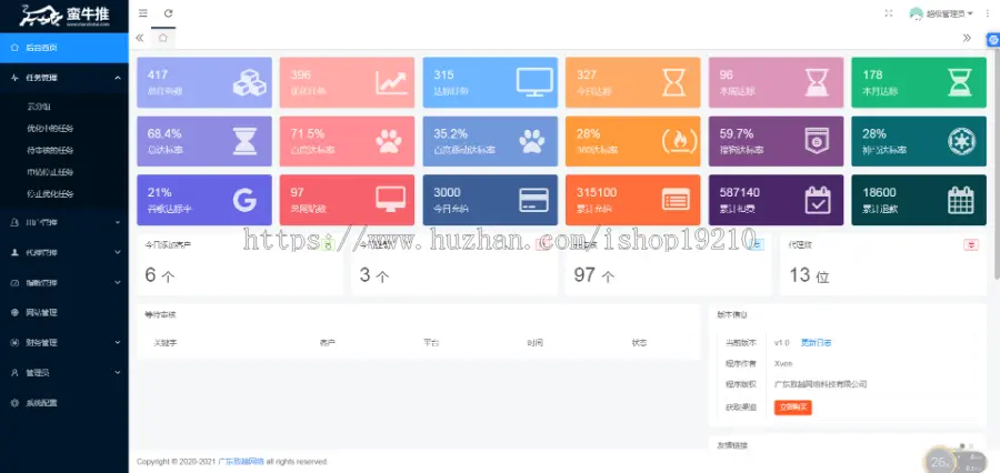 SEO按天计费系统整站源码/蛮牛推创新算法报价系统/可OEM/精美UI/完美兼容SEO售