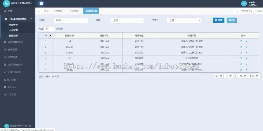 基于jsp+mysql+Spring+hibernate+Struts 2的SSH毕业生离校就业分析管理平台