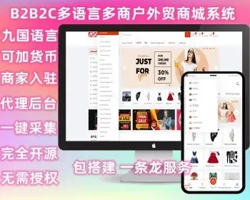 【新版本咨询客服】b2b2c多语言商城系统源码/多国货币/带商家入驻/产品库一键采集铺货