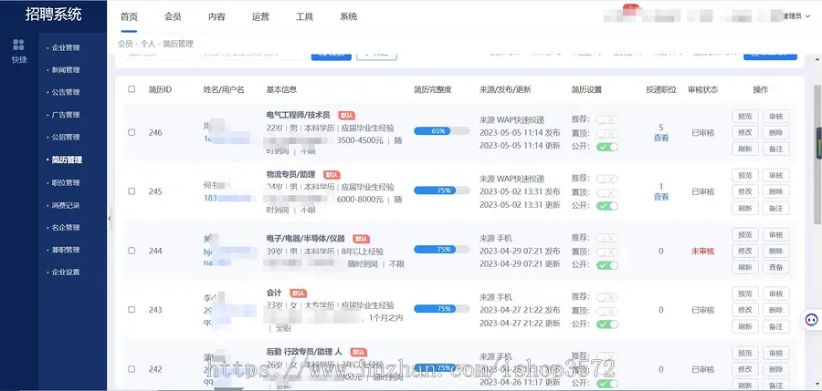 企业级人才招聘系统源码