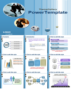 蓝色办公商务PPT模板下载