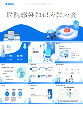 蓝色2.5D风医院感染知识应知应会PPT模板