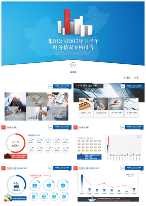 商务简约年终总结财务报告数据汇报图表PPT模板