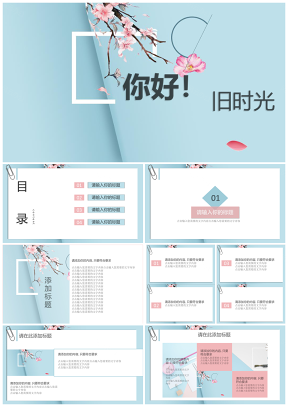 蓝色小清新文艺演讲汇报思政作业通用PPT模板